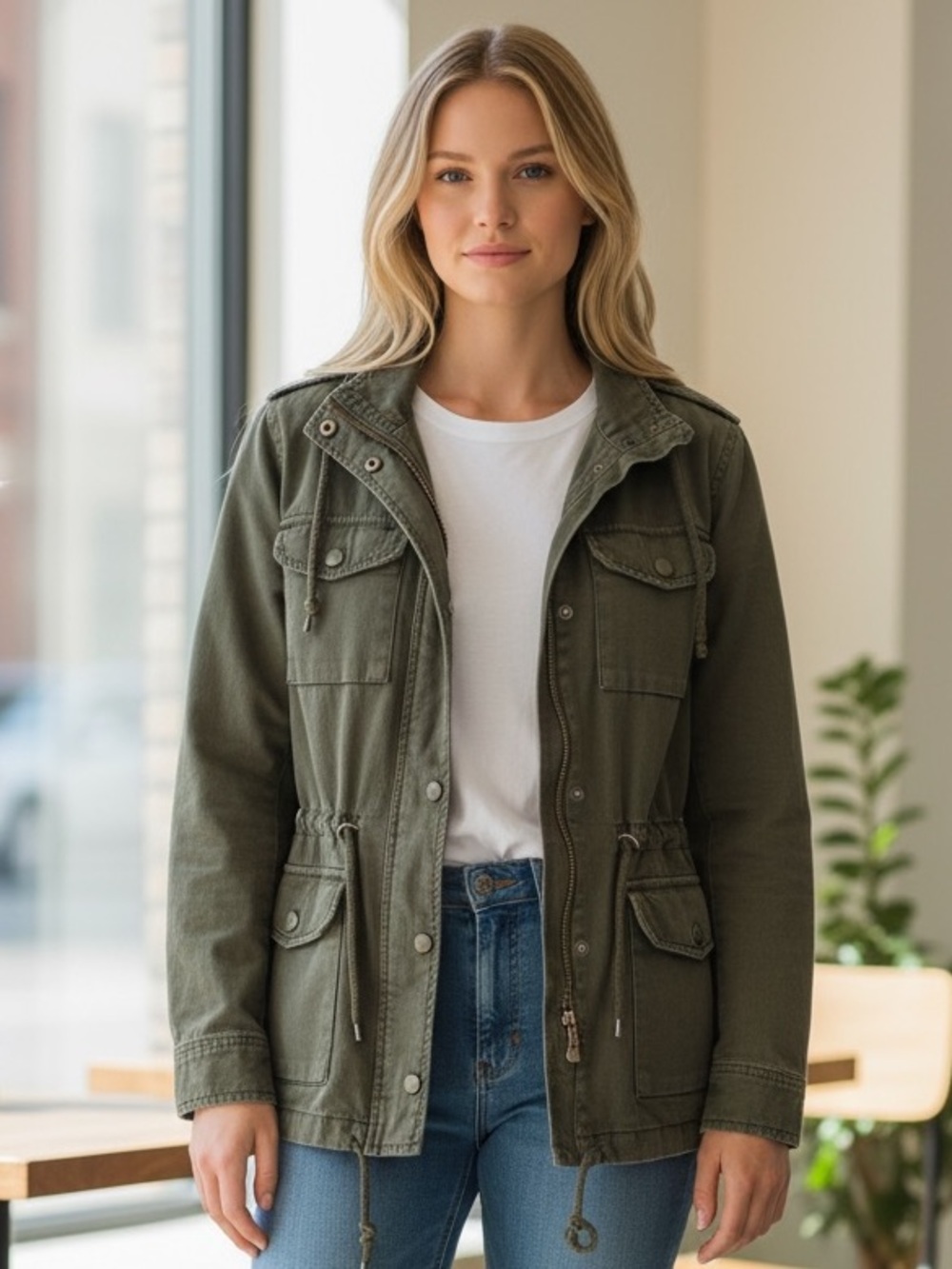 Anthropologie Hei Hei Military Field Utility Jacket Women S Olive Green‎ Pockets